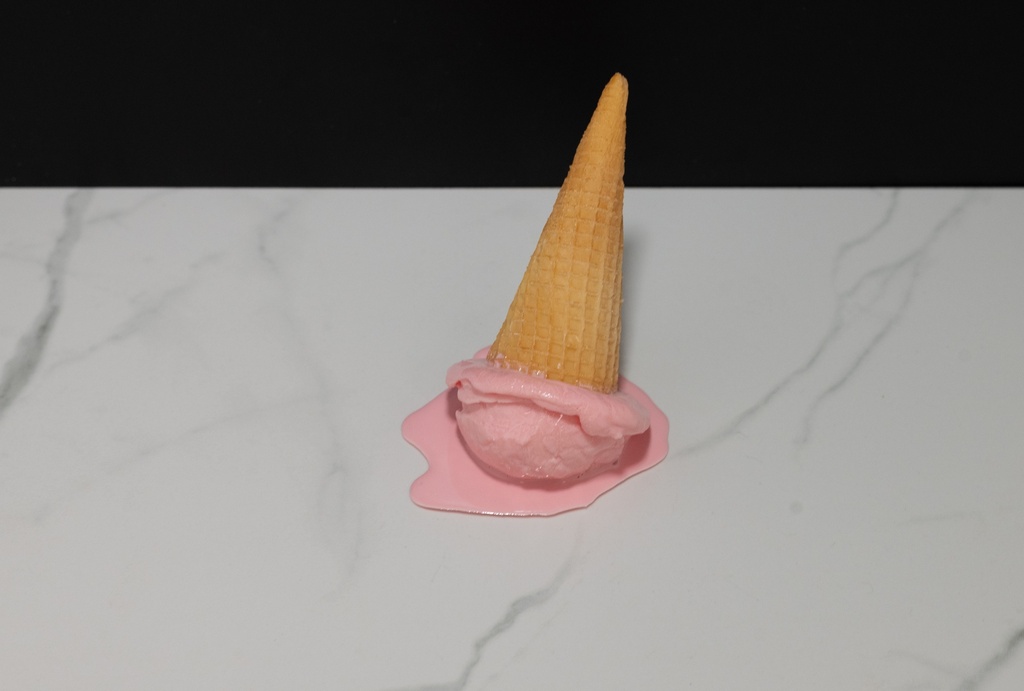 Melting Strawberry Ice Cream Cone