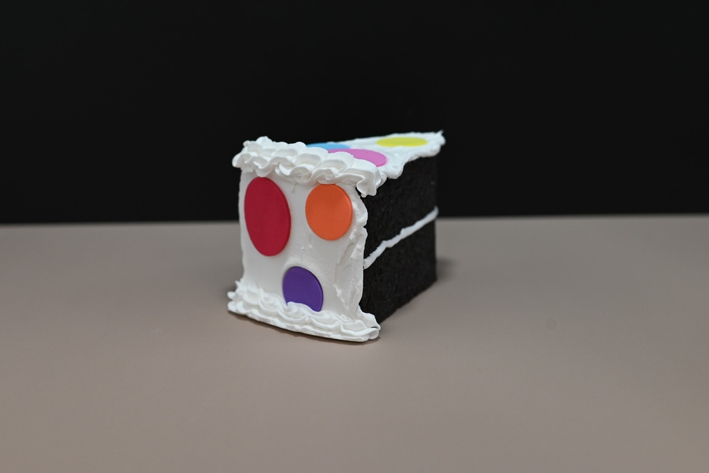 Slice of Polka Dot Cake