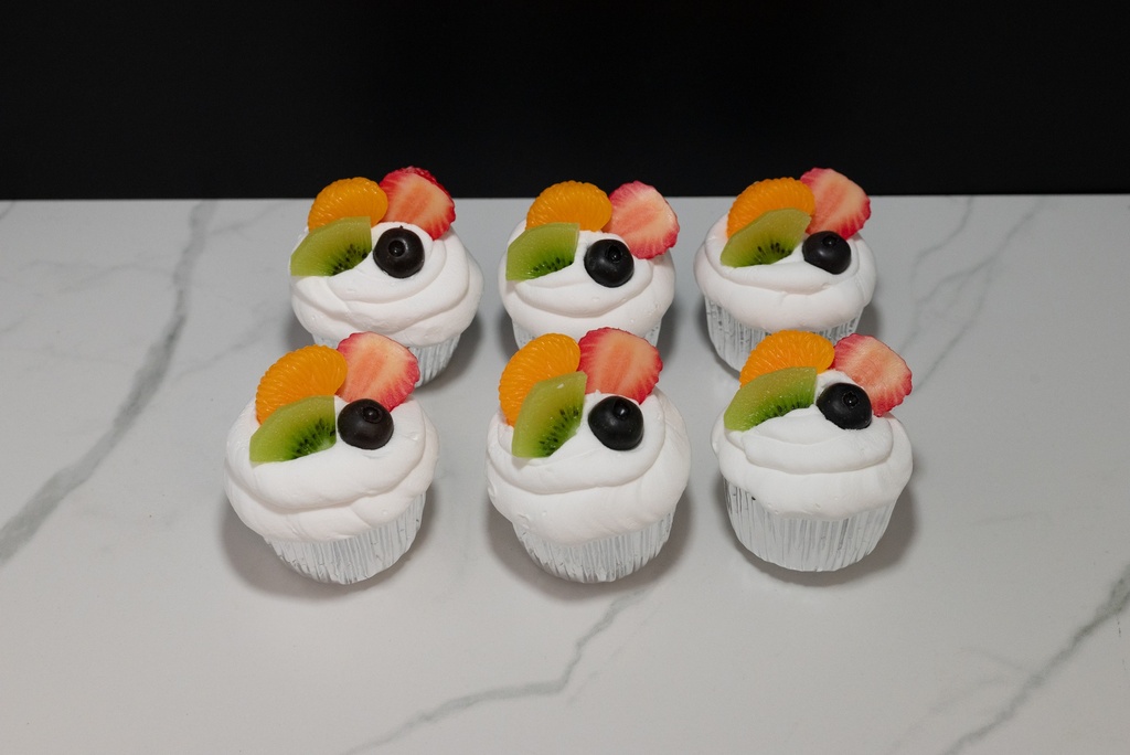 Frosted Vanilla Cupcakes with Fruit (Set of 6)