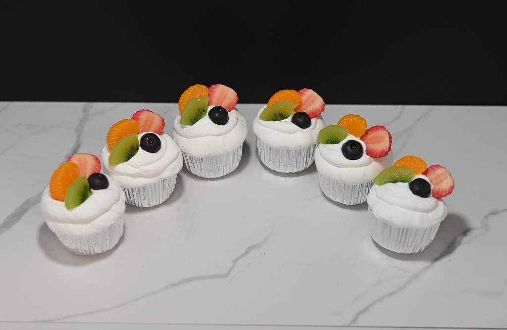 Vanilla Cupcakes Topped with Fruit