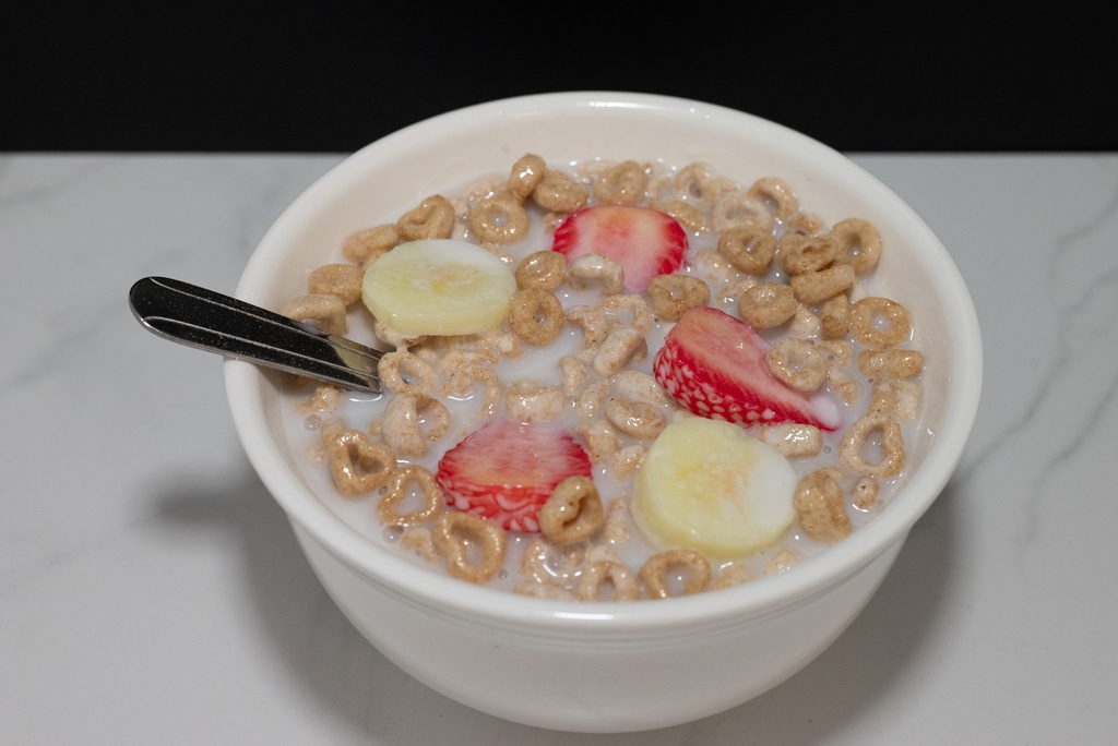 Cereal Bowl - Cheerios with Strawberries and Bananas