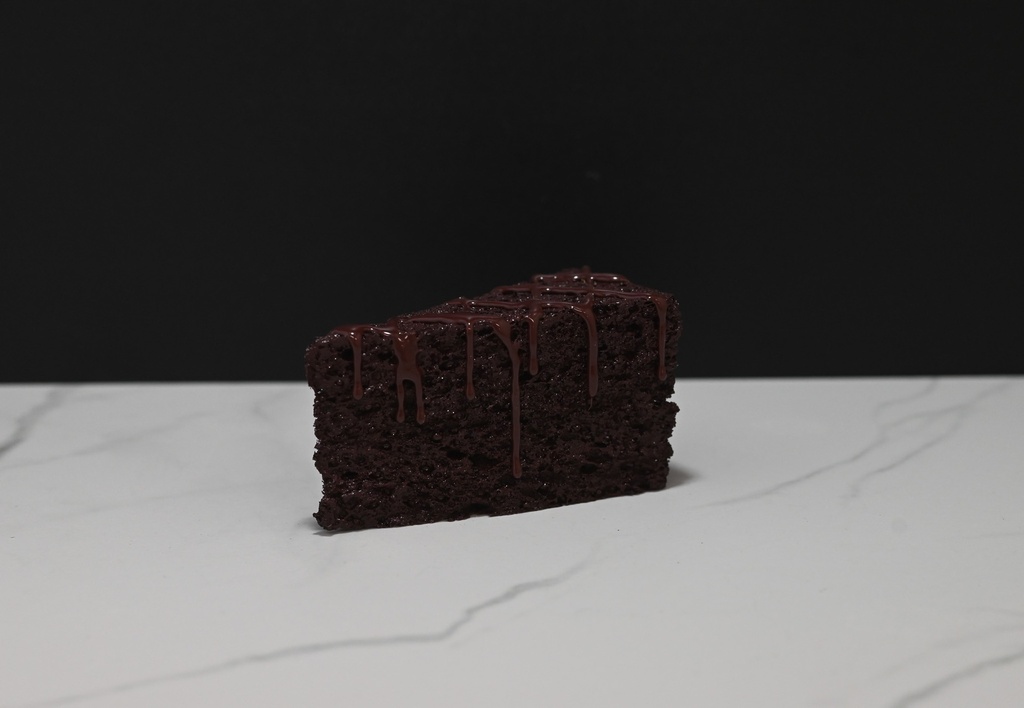 Drizzled Chocolate Cake Slice
