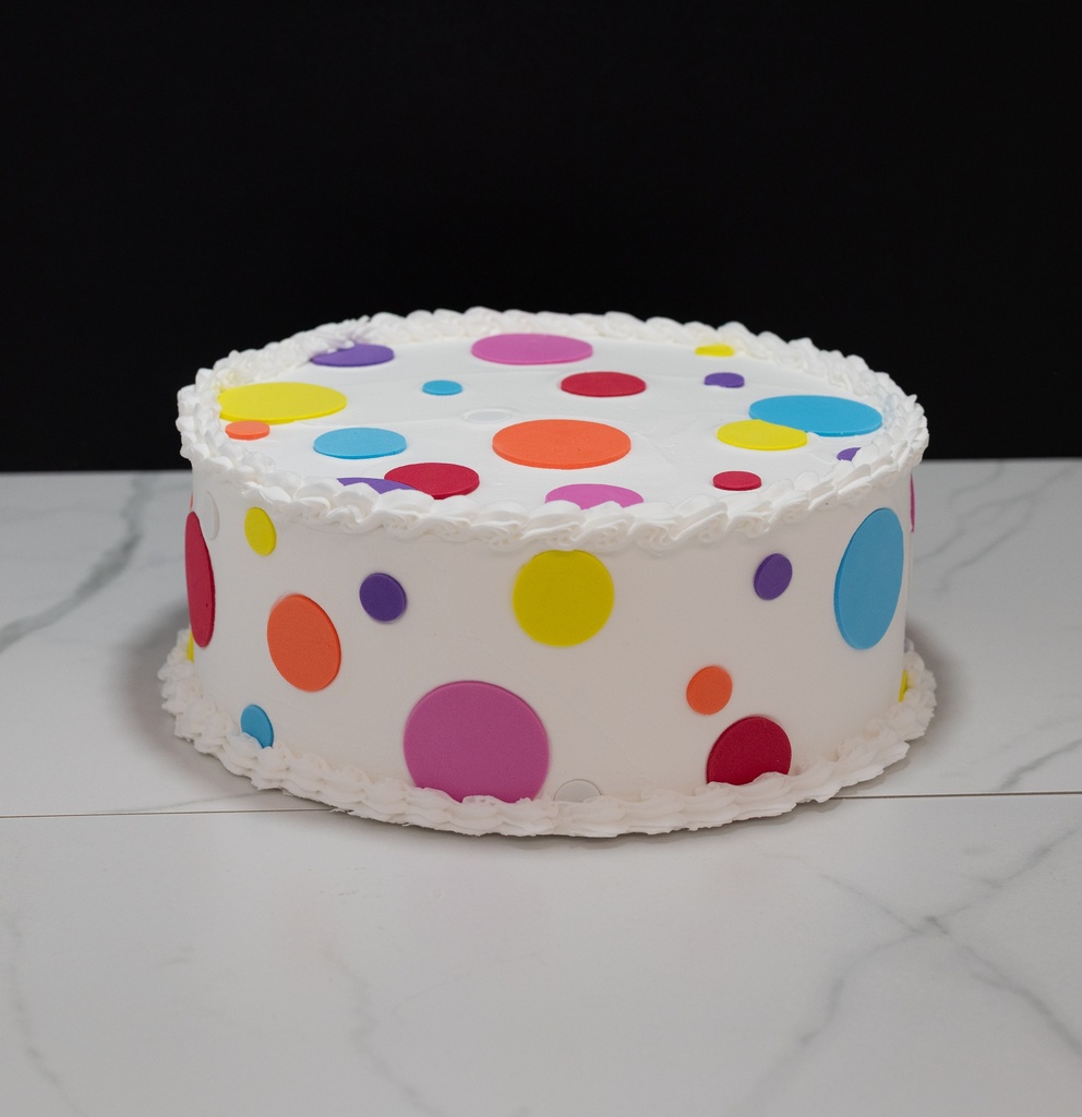 Large Multicolored Polka Dot Cake