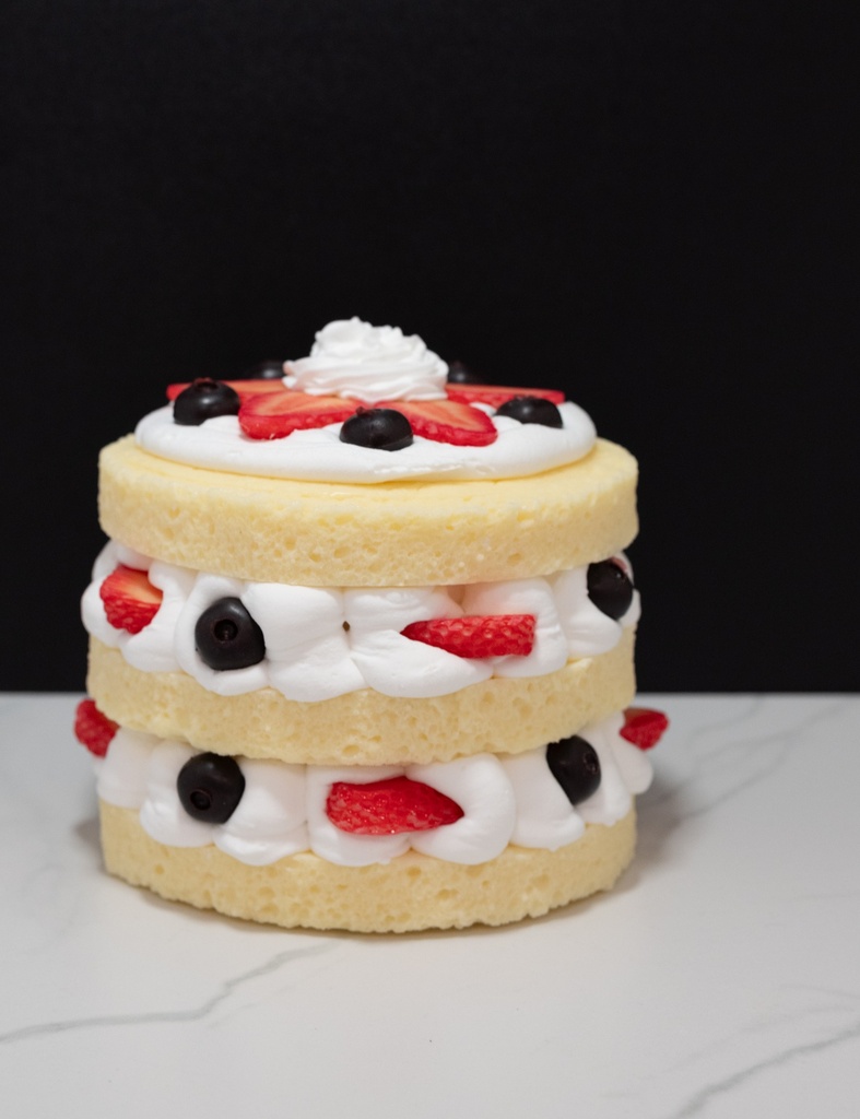 Triple Layer Vanilla Cake with Berries