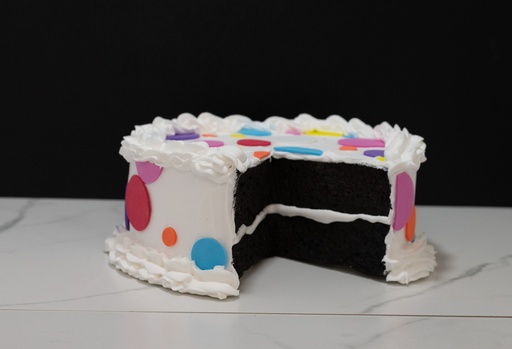 [335] Large Multicolored Polka Dot Cake with Missing Slice